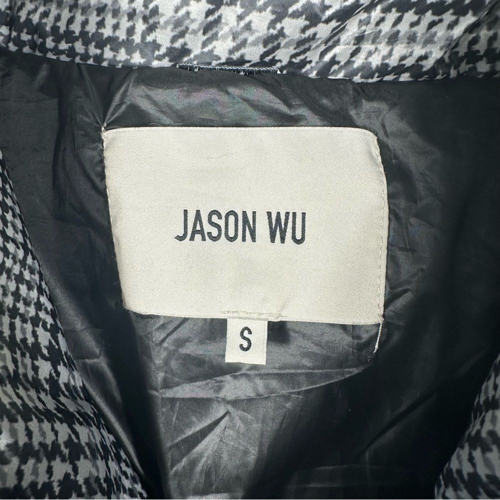Jason Wu Grey Houndstooth Plaid Double Breasted Puffer Jacket Size Small Chic - Picture 8 of 15